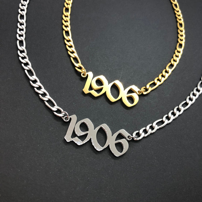 Gold 1906 Necklace , Silver 1906 Necklace , 1906 Chain , 1906 Jewelry