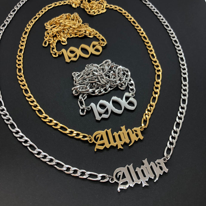Alpha Necklace , Alpha Gift , Alpha Chain , 1906 Necklace , 1906 Chain