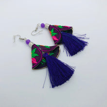 Load image into Gallery viewer, Pink Rose Fringe Earrings